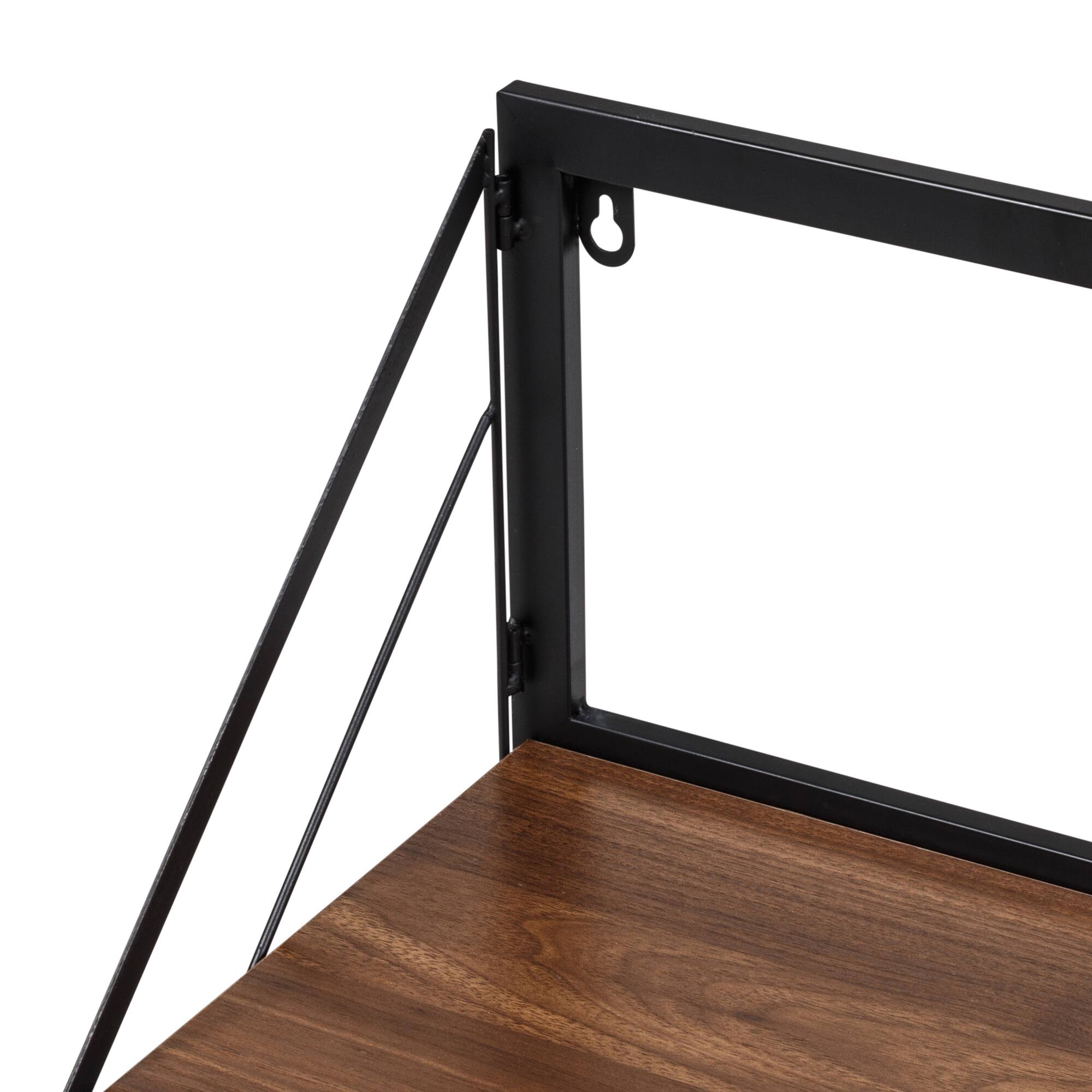 Honey Can Do 31" Black & Walnut Collapsible Wall-Mounted Clothes Drying Rack with Shelf